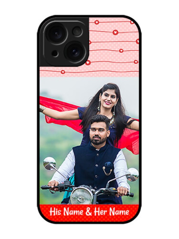 Custom iPhone 15 Custom Metal Phone CaseRed Pattern Case Design