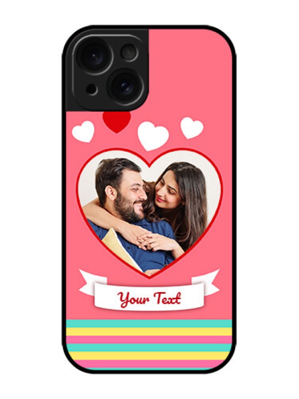 Custom iPhone 15 Custom Metal Phone CaseLove Shapes Doodle Design