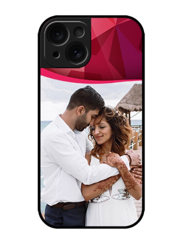 Custom iPhone 15 Custom Metal Phone CaseRed Abstract Design