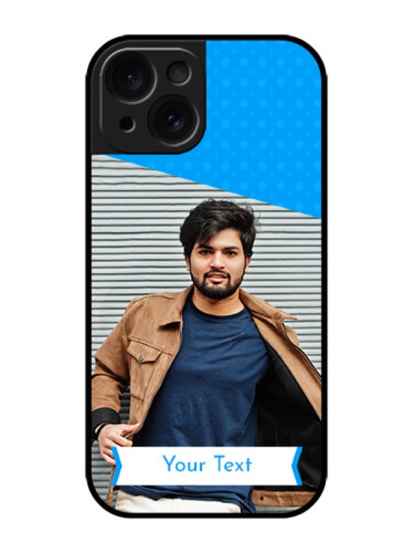 Custom iPhone 15 Custom Metal Phone CaseSimple Blue Color Design