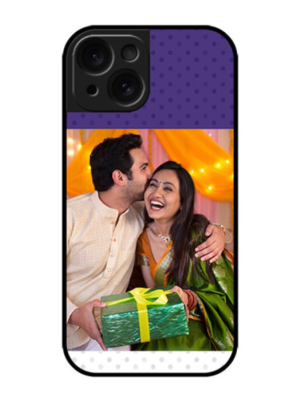 Custom iPhone 15 Custom Metal Phone CaseViolet Colored Pattern Design