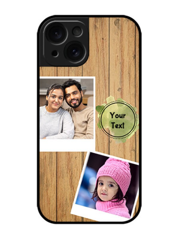 Custom iPhone 15 Custom Metal Phone CaseWooden Texture Design