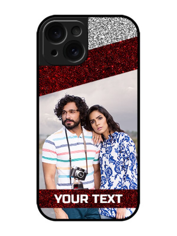 Custom iPhone 15 Custom Metal Phone CaseImage Holder With Glitter Strip Design