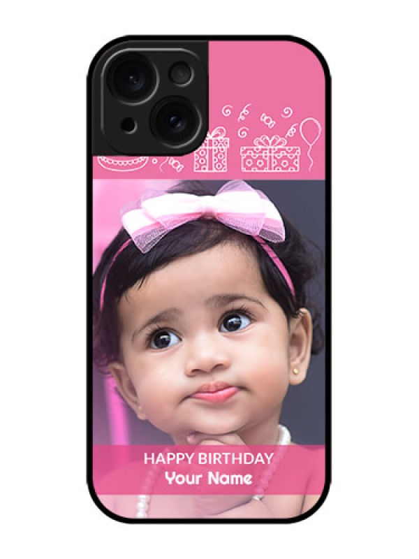 Custom iPhone 15 Custom Metal Phone CaseWith Birthday Line Art Design