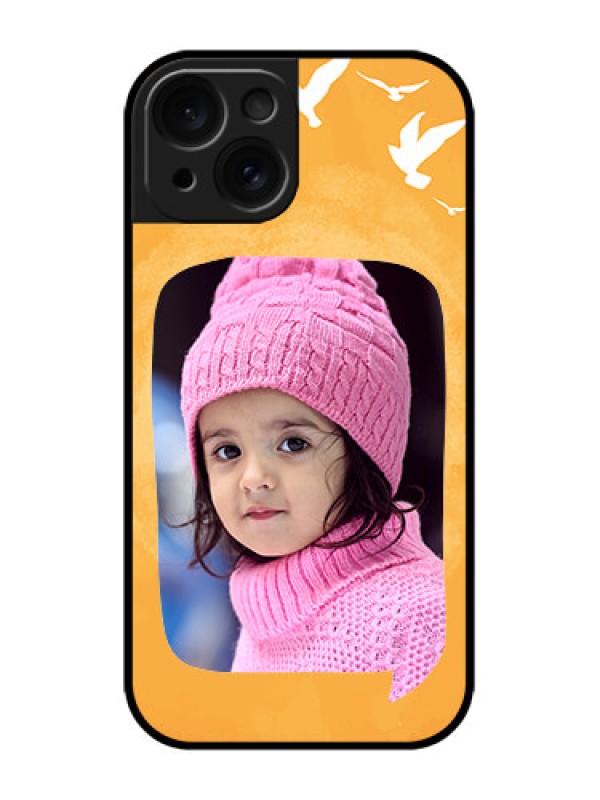 Custom iPhone 15 Custom Metal Phone CaseWater Color Design With Bird Icons