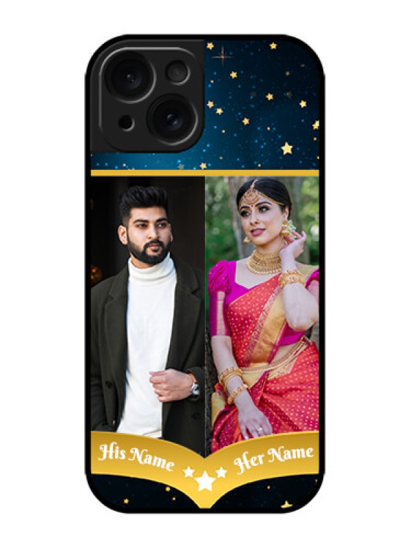 Custom iPhone 15 Custom Metal Phone CaseGalaxy Stars Backdrop Design