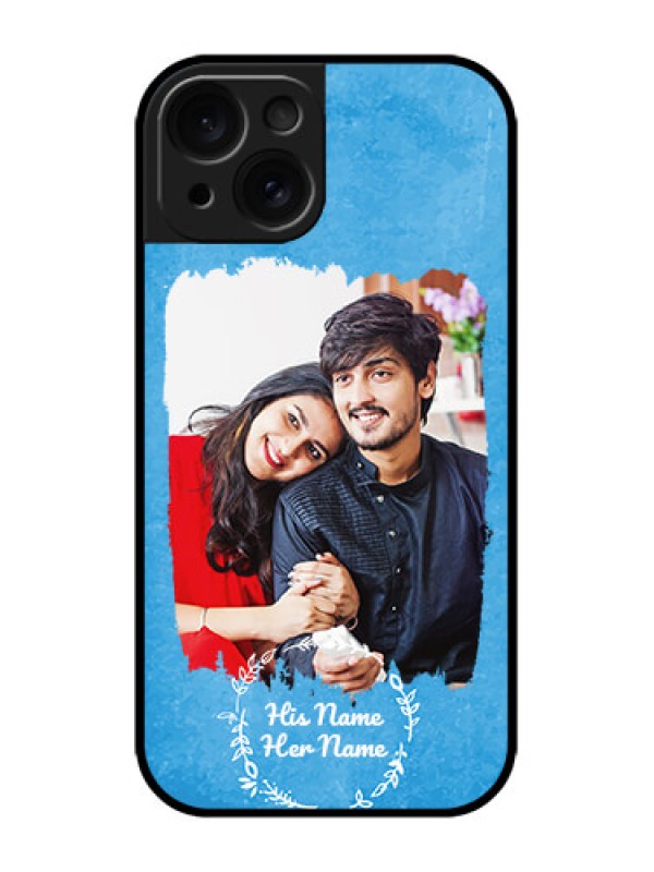 Custom iPhone 15 Custom Metal Phone CaseBlue Color Vintage Design