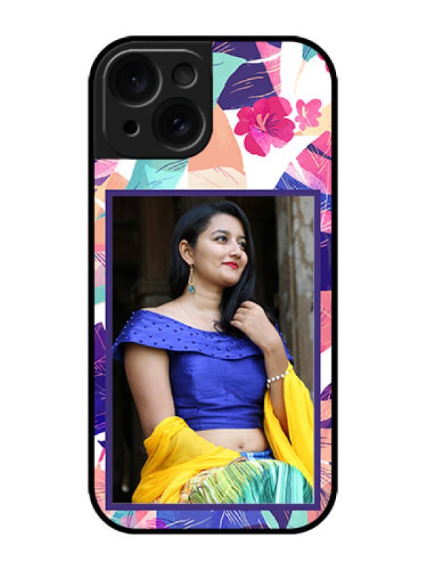 Custom iPhone 15 Custom Metal Phone CaseAbstract Floral Design