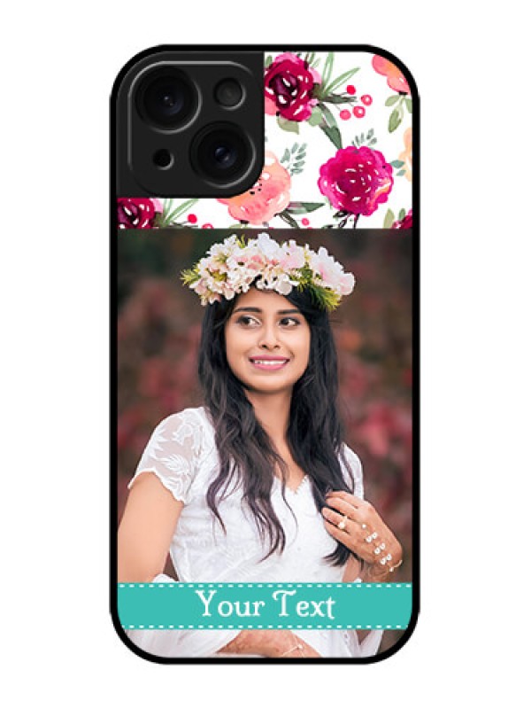 Custom iPhone 15 Custom Metal Phone CaseWater Colors Floral Design