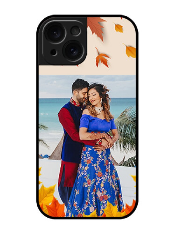 Custom iPhone 15 Custom Metal Phone CaseAutumn Maple Leaves Design