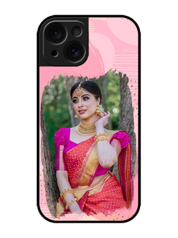 Custom iPhone 15 Custom Metal Phone CaseGold Glitter Splash Design