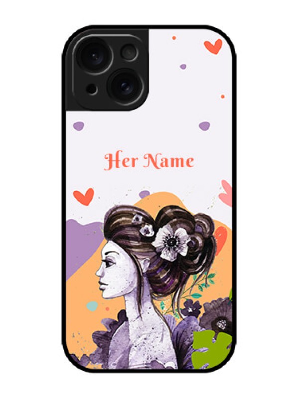 Custom iPhone 15 Custom Metal Phone CaseWoman And Nature Design