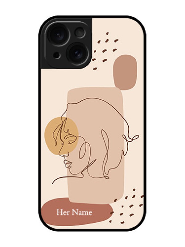Custom iPhone 15 Custom Metal Phone CaseCalm Woman Line Art Design