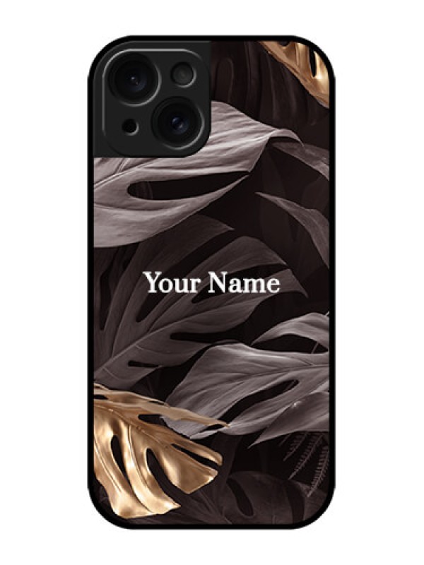 Custom iPhone 15 Custom Metal Phone CaseWild Leaves Digital Paint Design