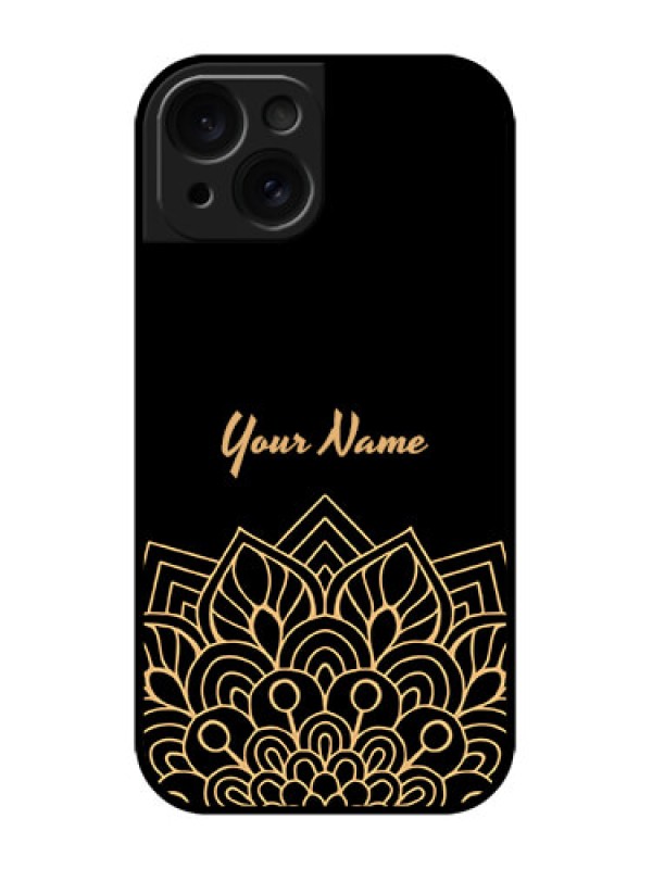 Custom iPhone 15 Custom Metal Phone CaseGolden Mandala Design