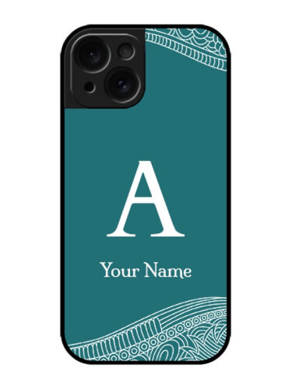 Custom iPhone 15 Custom Metal Phone CaseLine Art Pattern With Custom Name Design