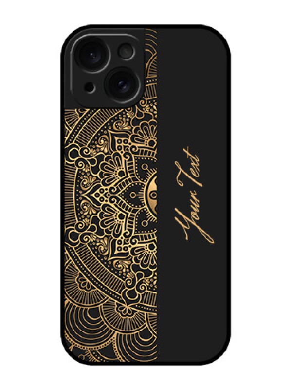 Custom iPhone 15 Custom Metal Phone CaseMandala Art With Custom Text Design