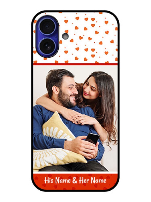 Custom iPhone 16 Plus Custom Metal Phone Case - Orange Love Symbol Design