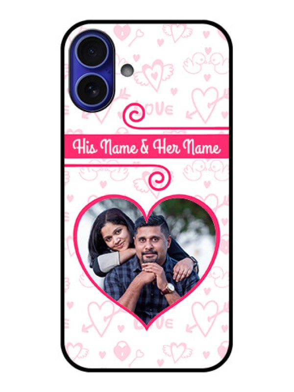 Custom iPhone 16 Plus Custom Metal Phone Case - Heart Shape Love Design