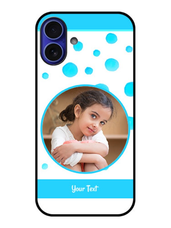 Custom iPhone 16 Plus Custom Metal Phone Case - Blue Bubbles Pattern Design