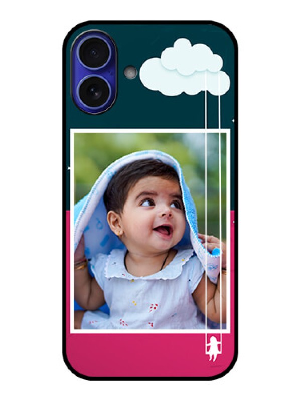 Custom iPhone 16 Plus Custom Metal Phone Case - Cute Girl With Cloud Design