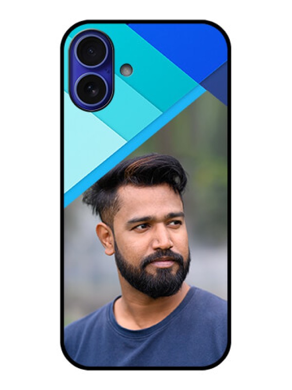 Custom iPhone 16 Plus Custom Metal Phone Case - Blue Pattern Design