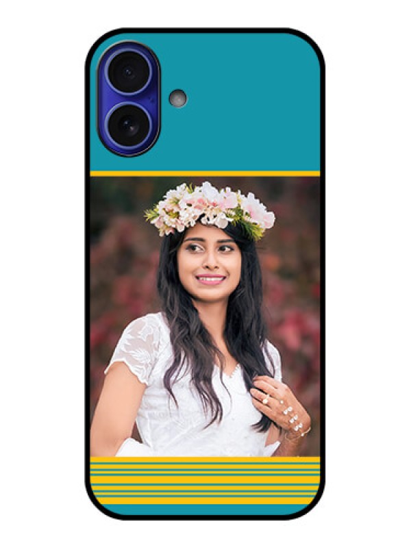 Custom iPhone 16 Plus Custom Metal Phone Case - Yellow and Blue Design