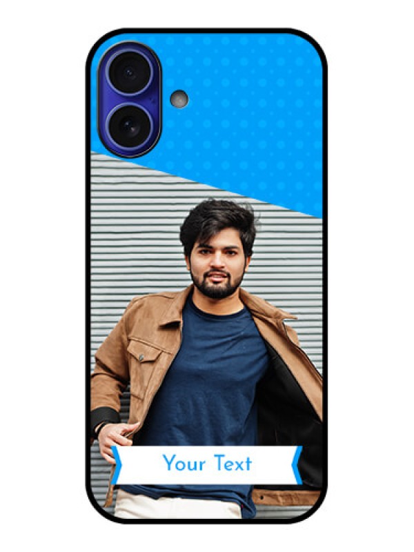Custom iPhone 16 Plus Custom Metal Phone Case - Simple Blue Color Design