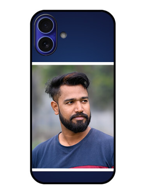 Custom iPhone 16 Plus Custom Metal Phone Case - Simple Royal Blue Design