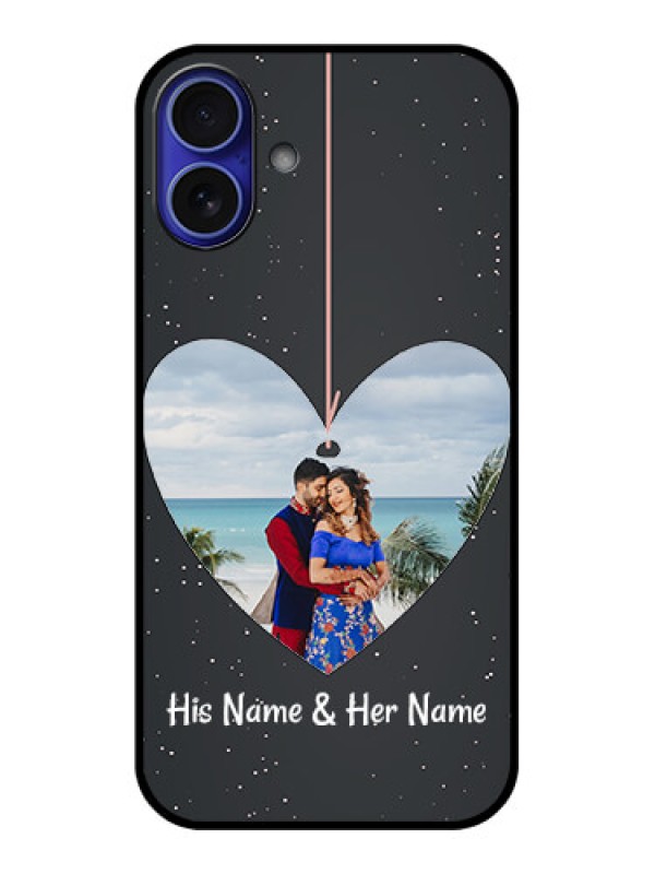 Custom iPhone 16 Plus Custom Metal Phone Case - Hanging Heart Design