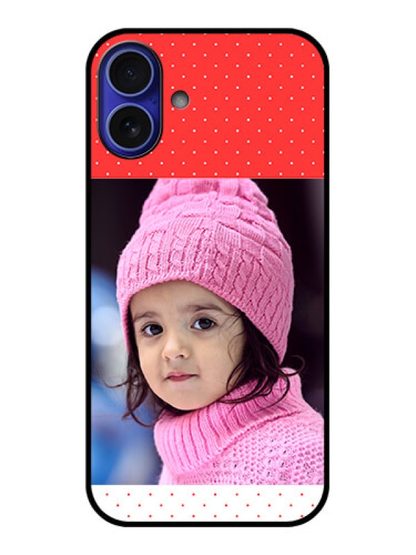 Custom iPhone 16 Plus Custom Metal Phone Case - Red Pattern Design