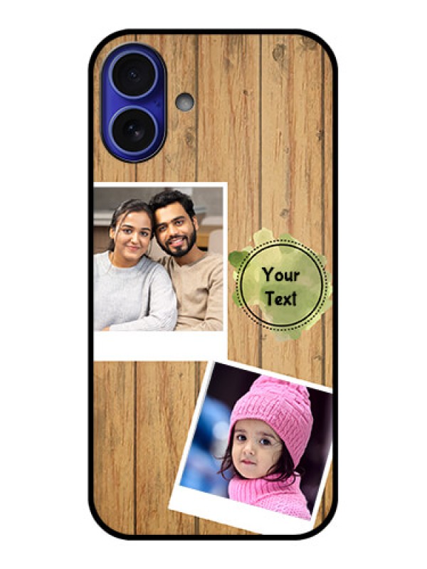 Custom iPhone 16 Plus Custom Metal Phone Case - Wooden Texture Design