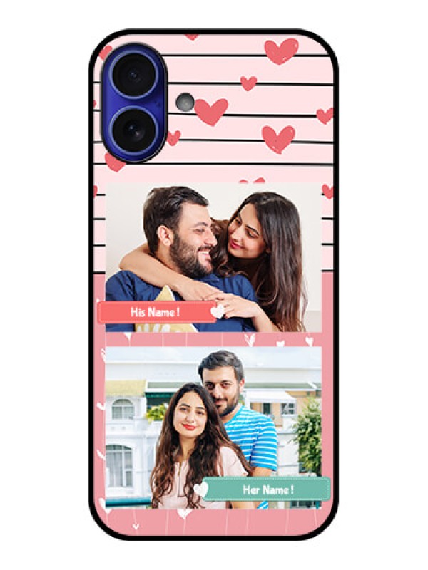 Custom iPhone 16 Plus Custom Metal Phone Case - Photo With Heart Design