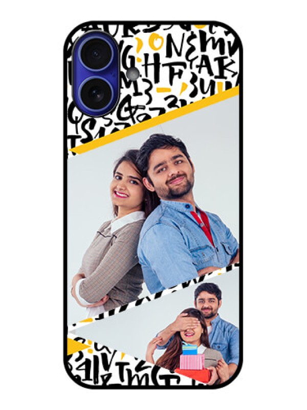 Custom iPhone 16 Plus Custom Metal Phone Case - Letters Pattern Design