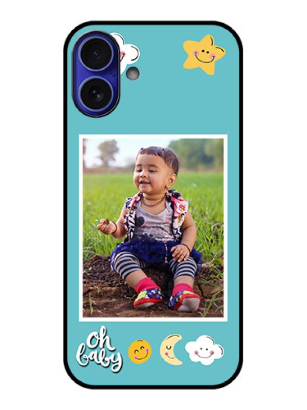 Custom iPhone 16 Plus Custom Metal Phone Case - Smiley Kids Stars Design