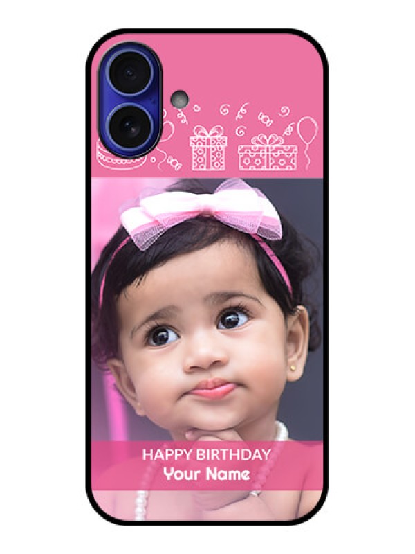 Custom iPhone 16 Plus Custom Metal Phone Case - With Birthday Line Art Design