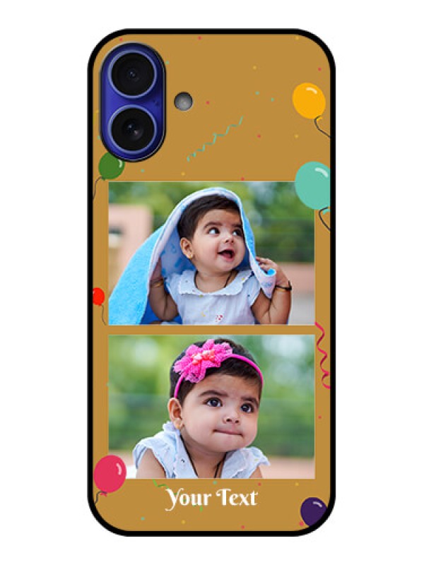 Custom iPhone 16 Plus Custom Metal Phone Case - Image Holder With Birthday Celebrations Design