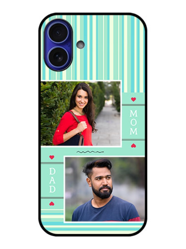 Custom iPhone 16 Plus Custom Metal Phone Case - Mom and Dad Pic Design