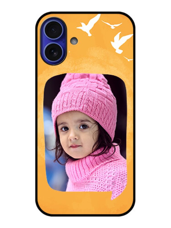 Custom iPhone 16 Plus Custom Metal Phone Case - Water Color Design With Bird Icons