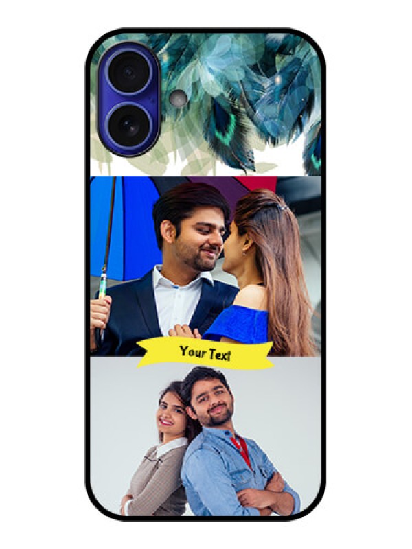 Custom iPhone 16 Plus Custom Metal Phone Case - Image With Boho Peacock Feather Design