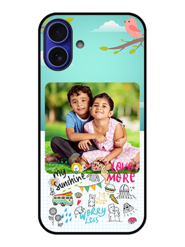 Custom iPhone 16 Plus Custom Metal Phone Case - Doodle Love Design