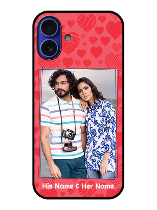 Custom iPhone 16 Plus Custom Metal Phone Case - With Red Heart Symbols Design