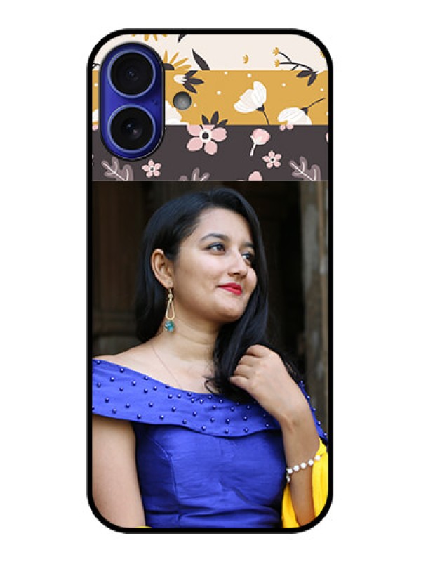 Custom iPhone 16 Plus Custom Metal Phone Case - Stylish Floral Design