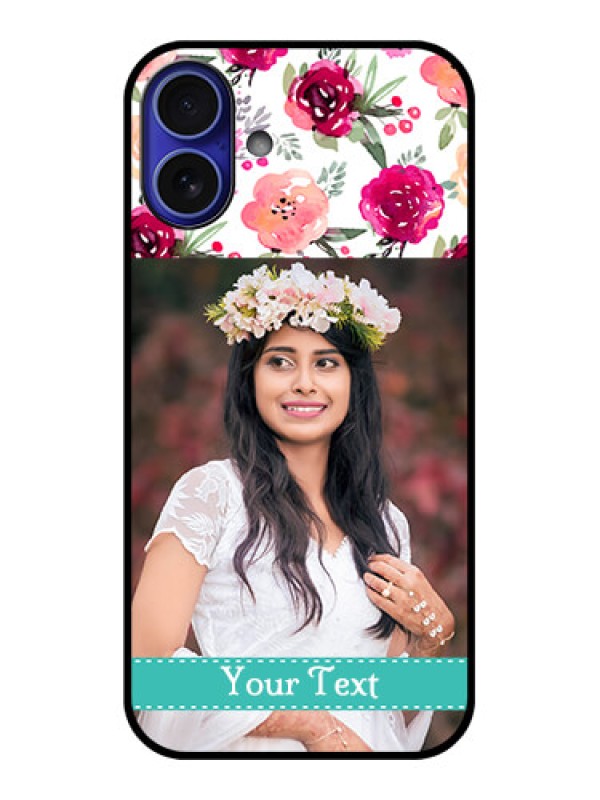 Custom iPhone 16 Plus Custom Metal Phone Case - Water Colors Floral Design