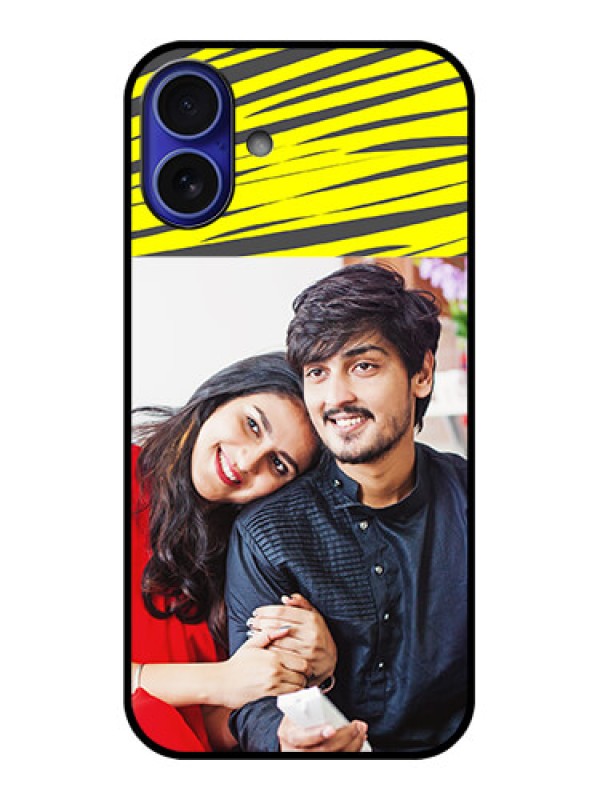 Custom iPhone 16 Plus Custom Metal Phone Case - Yellow Abstract Design