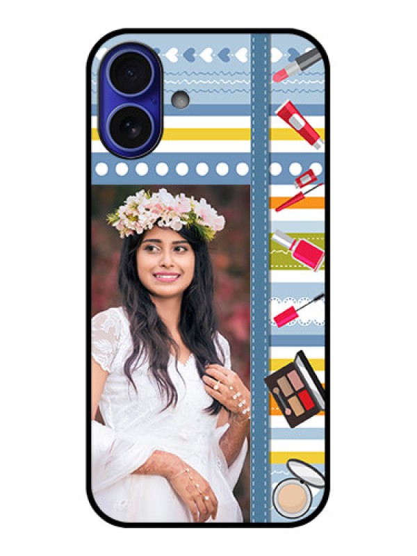 Custom iPhone 16 Plus Custom Metal Phone Case - Makeup Icons Design