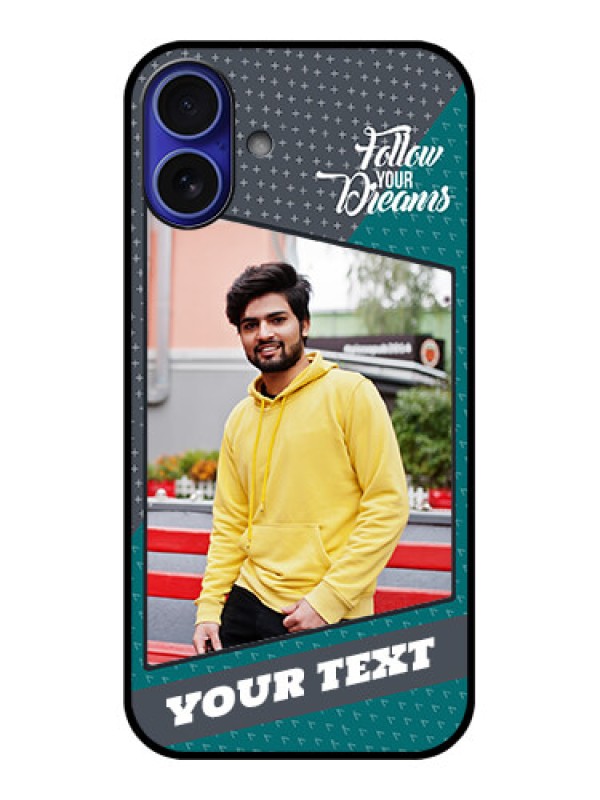 Custom iPhone 16 Plus Custom Metal Phone Case - Background Pattern Design With Quote