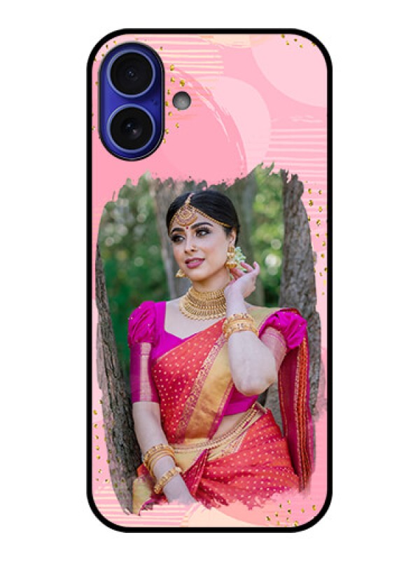 Custom iPhone 16 Plus Custom Metal Phone Case - Gold Glitter Splash Design