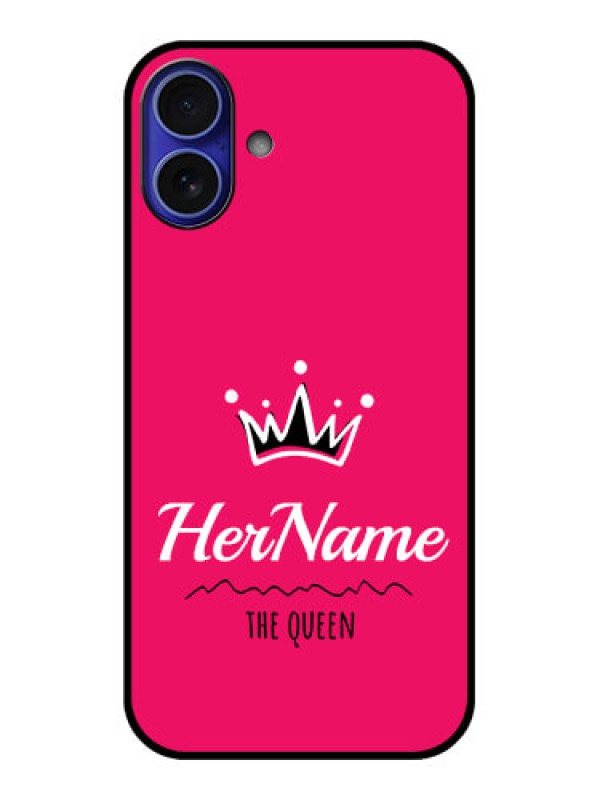 Custom iPhone 16 Plus Custom Metal Phone Case - Queen With Name Design