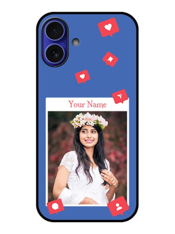 Custom iPhone 16 Plus Custom Metal Phone Case - Like Share And Comment Design